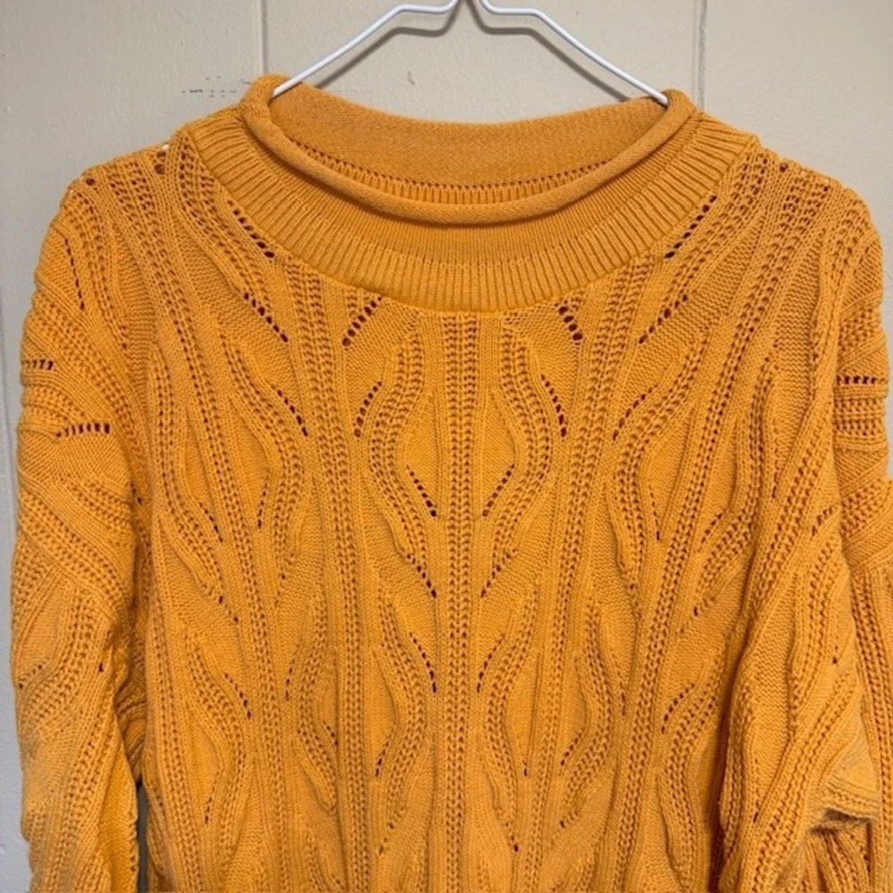 VTG Womens Chunky 90s‎ Cotton Cable Knit Sweater XL Granola Thick Roll Neck - Picture 3 of 14